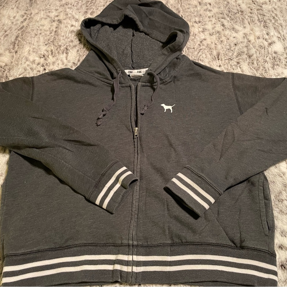 Pink Victoria’s Secret gray hoodie